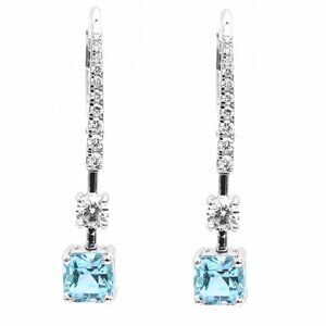 Skyline 18K White Gold Aquamarine Diamond Drop Earrings